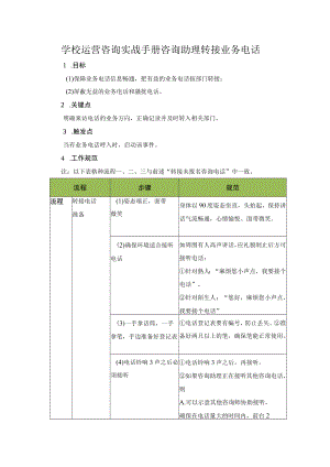 学校运营咨询实战手册咨询助理转接业务电话.docx