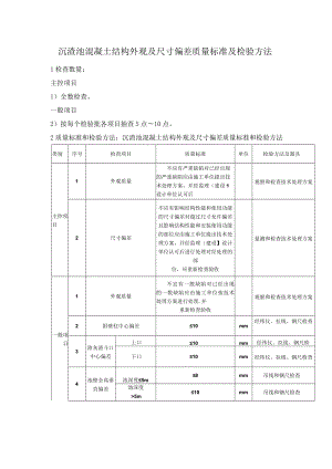 沉渣池混凝土结构外观及尺寸偏差质量标准及检验方法.docx