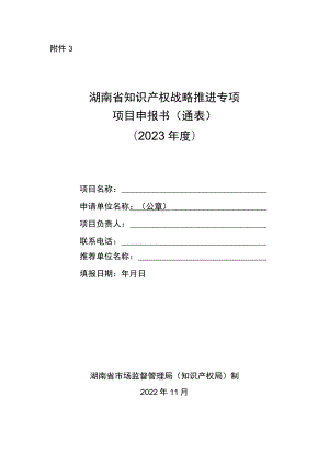 湖南省知识产权战略推进专项项目申报书（通表）.docx