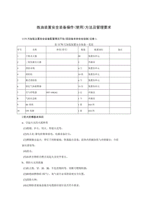 炼油装置安全装备操作（使用）方法及管理要求.docx