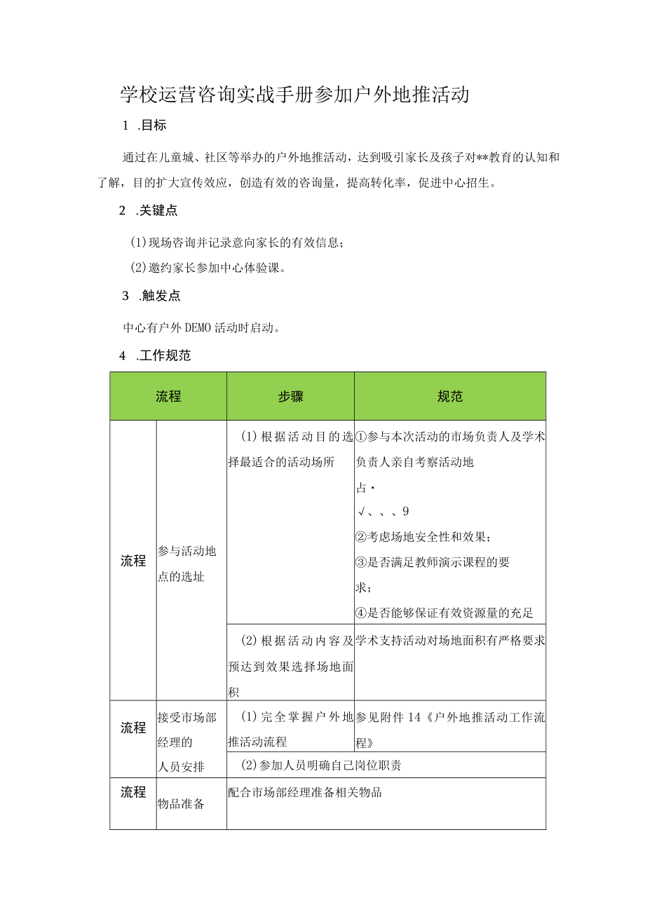 学校运营咨询实战手册参加户外地推活动.docx_第1页