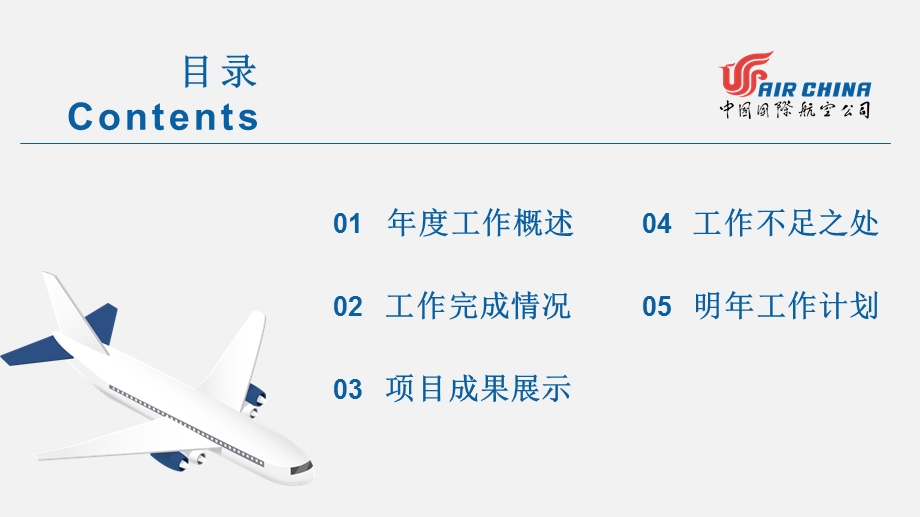 蓝色沉稳商务风航空公司工作总结PPT模板.pptx_第2页