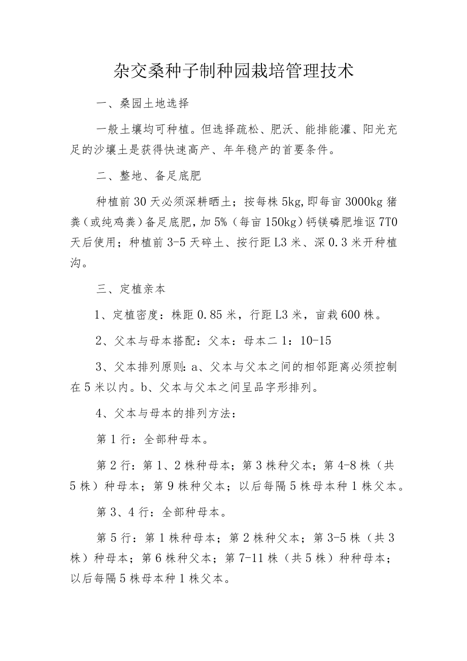 杂交桑种子制种园栽培管理技术.docx_第1页