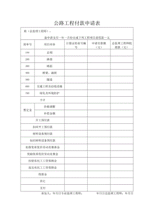 公路工程付款申请表.docx