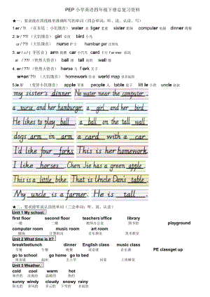 新版PEP小学英语四年级下册分类复习资料.docx