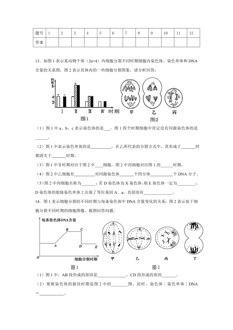 有丝分裂与减数分裂练习题(有答案).doc_第3页