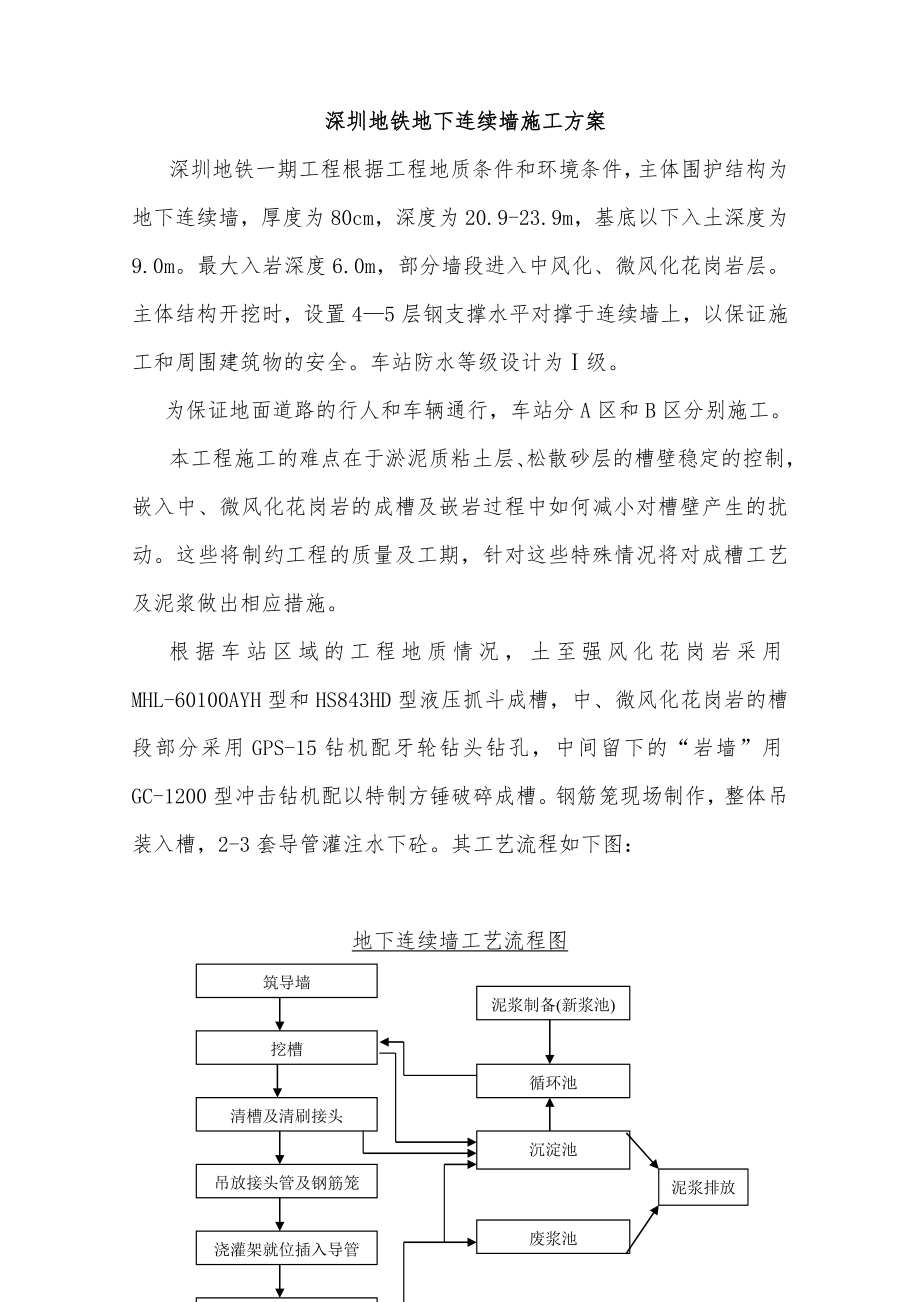 最新深圳地铁地下连续墙施工组织设计方案.doc_第1页