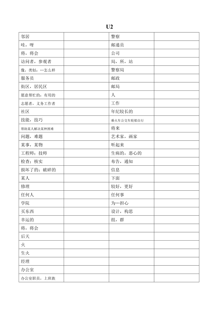 牛津初中英语译林版7B全册单词默写表精编版.doc_第2页