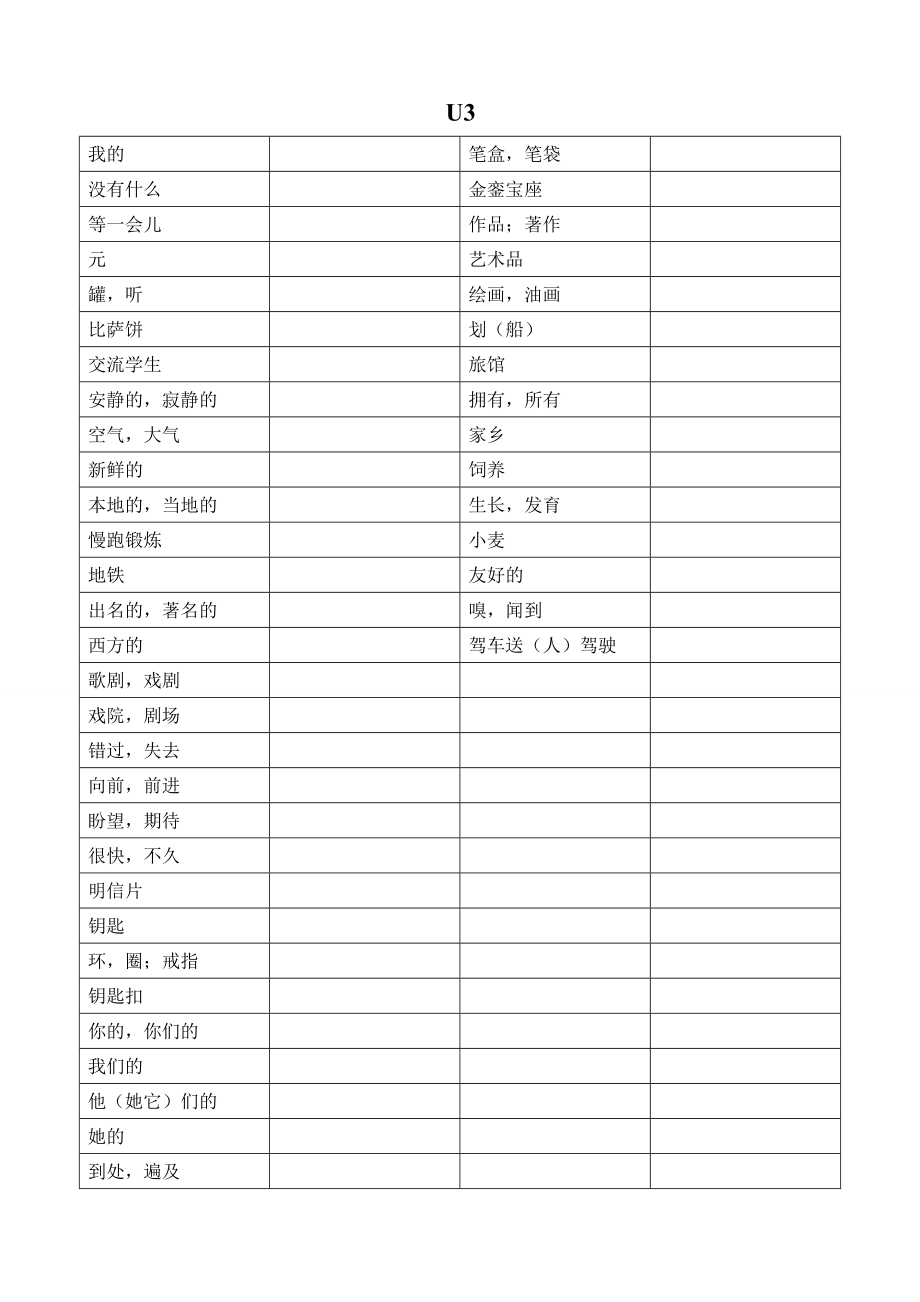 牛津初中英语译林版7B全册单词默写表精编版.doc_第3页