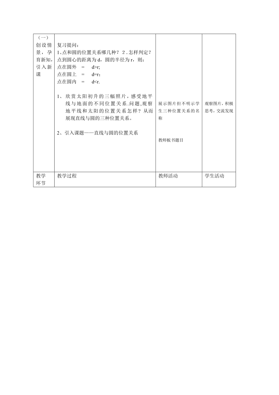 北师大版初中数学九级下册《直线与圆的关系》精品教案.doc_第2页