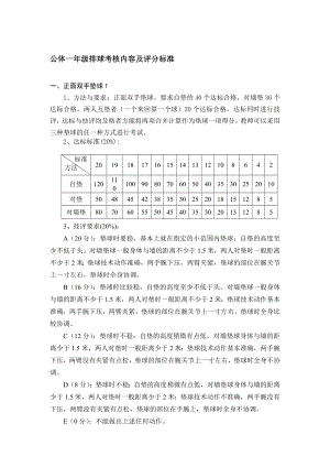 公体一级排球考核内容及评分标准.doc