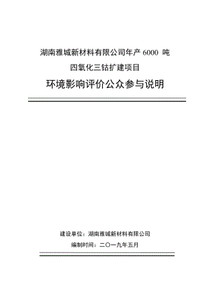 湖南XX新材料有限公司年产6000吨.doc