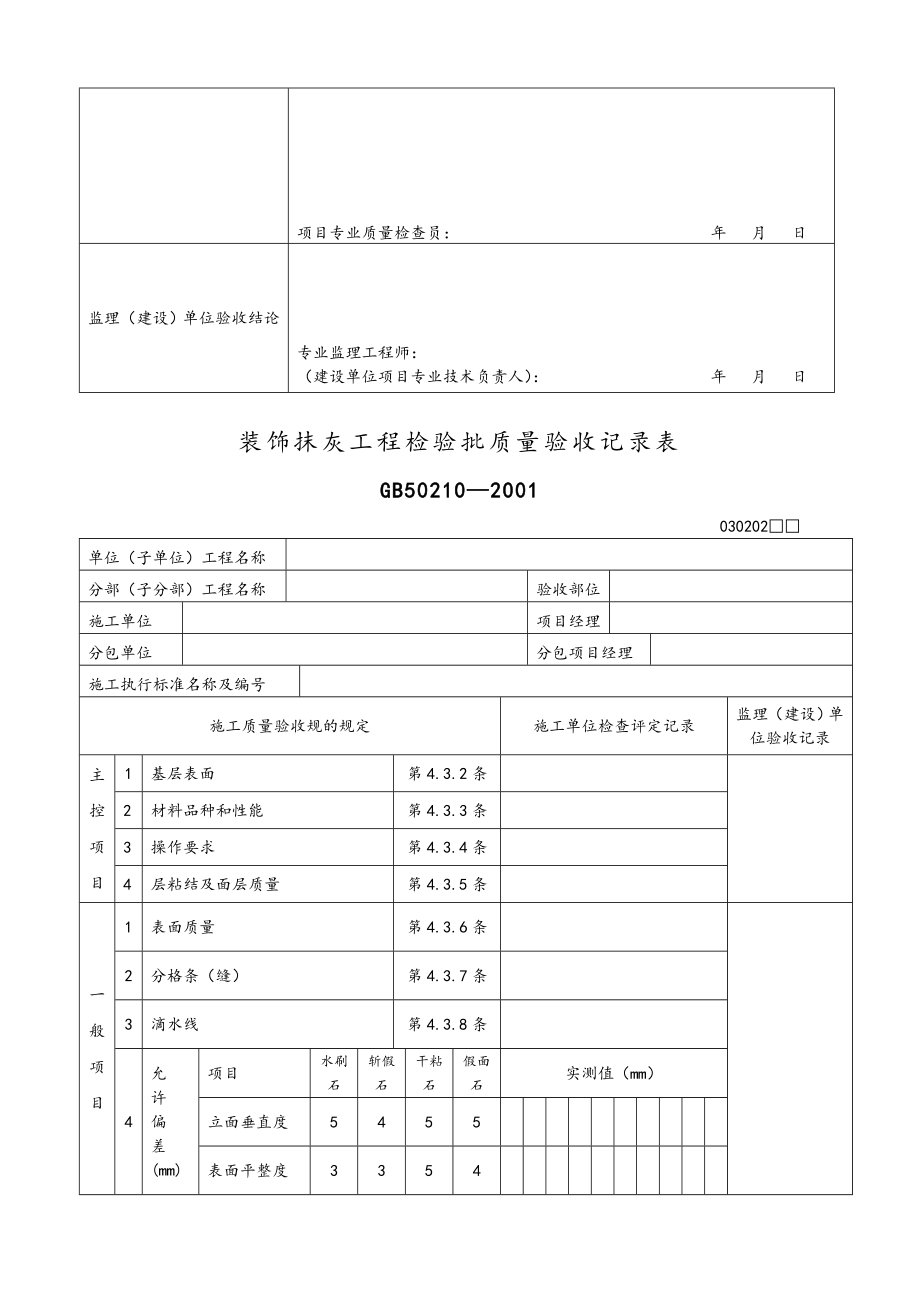 室内装饰装修工程检验批高质量验收记录簿表格.doc_第2页