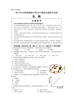 江苏省普通高中学业水平测试真题生物试卷.doc