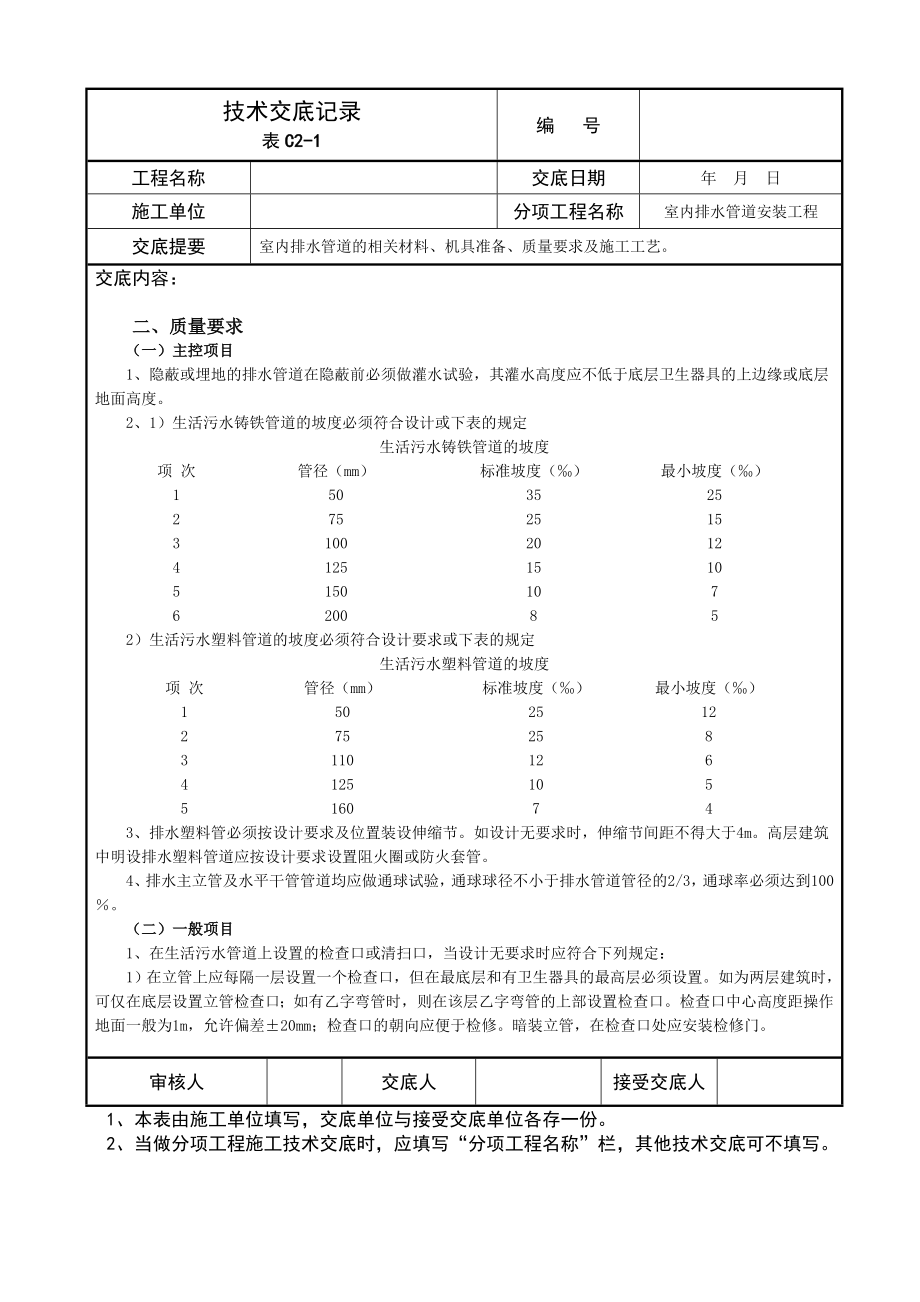 室内排水管道安装技术交底记录全解.doc_第2页