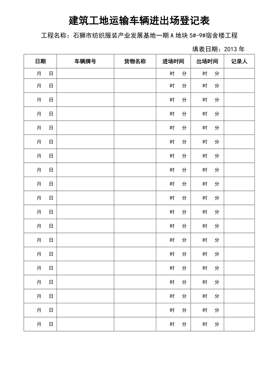 建筑工地运输车辆进出场登记表.doc_第2页