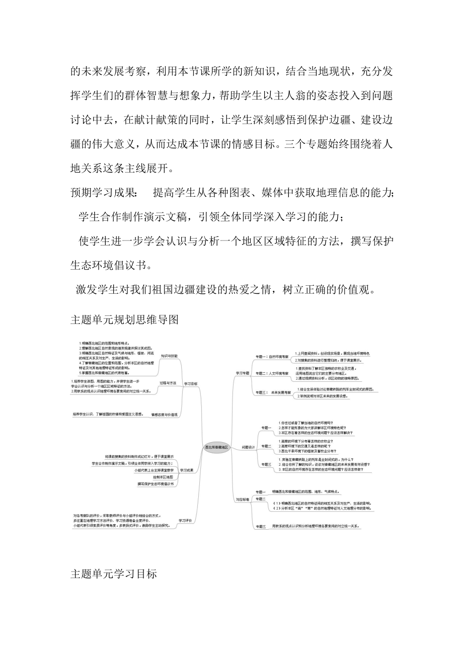 初中地理《西北和青藏地区》单元教学设计以及思维导图.doc_第2页