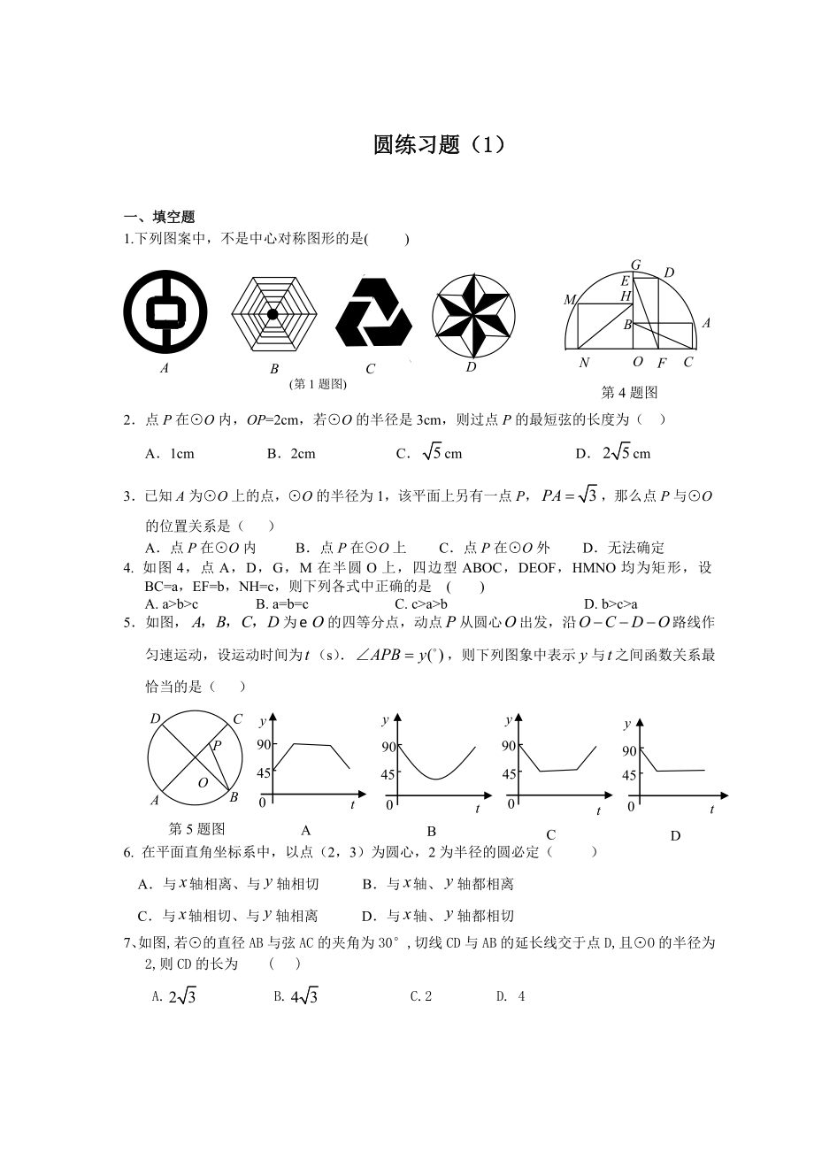 初中数学 圆 练习题精选.doc_第1页