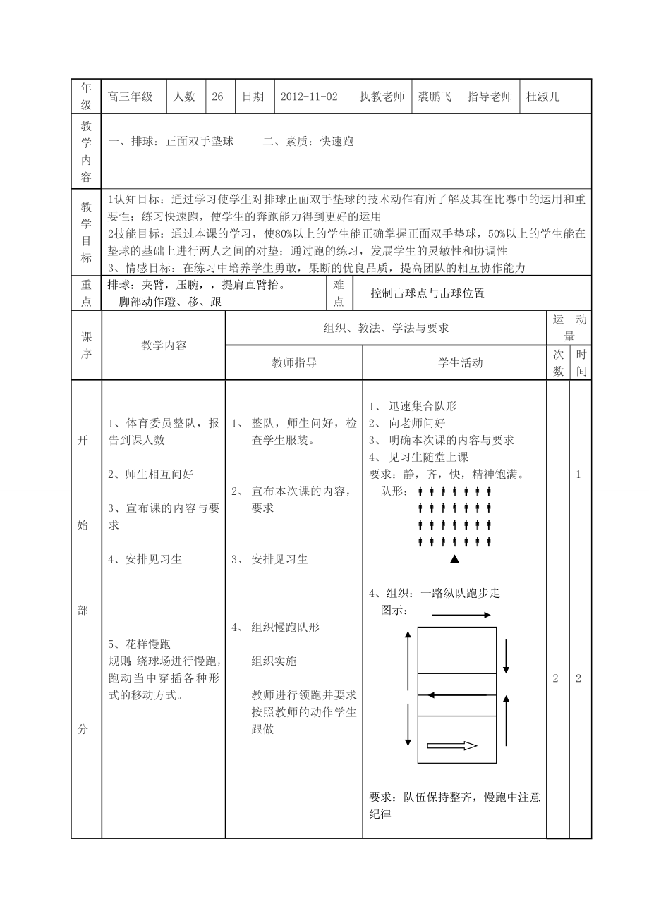 排球正面双手垫球公开课教案.doc_第2页