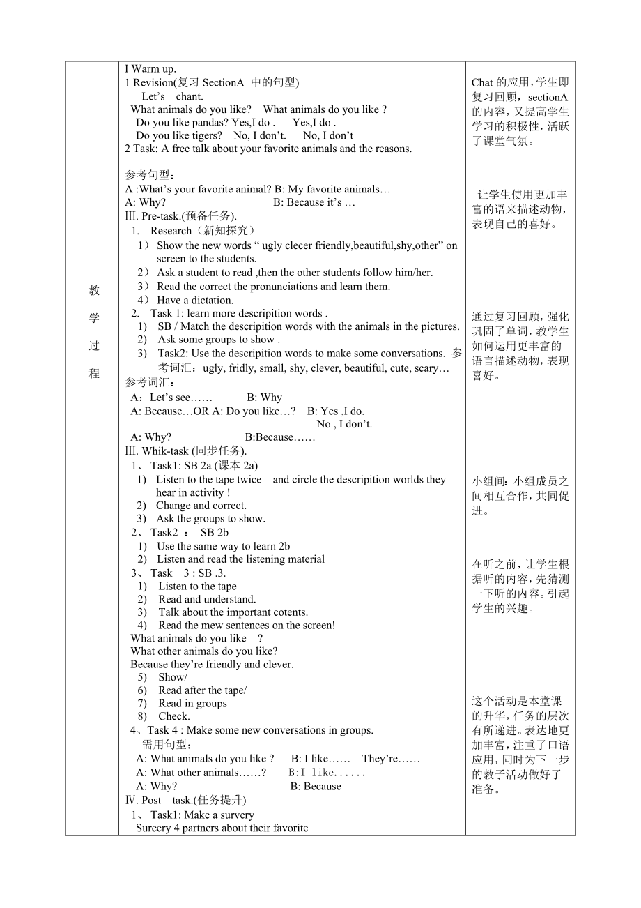 新人教版新目标初中英语七级下册《Unit 3 Why do you like koalas 》精品教案.doc_第2页