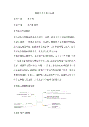 初中体育《原地双手投掷实心球》单元教学设计以及思维导图.doc