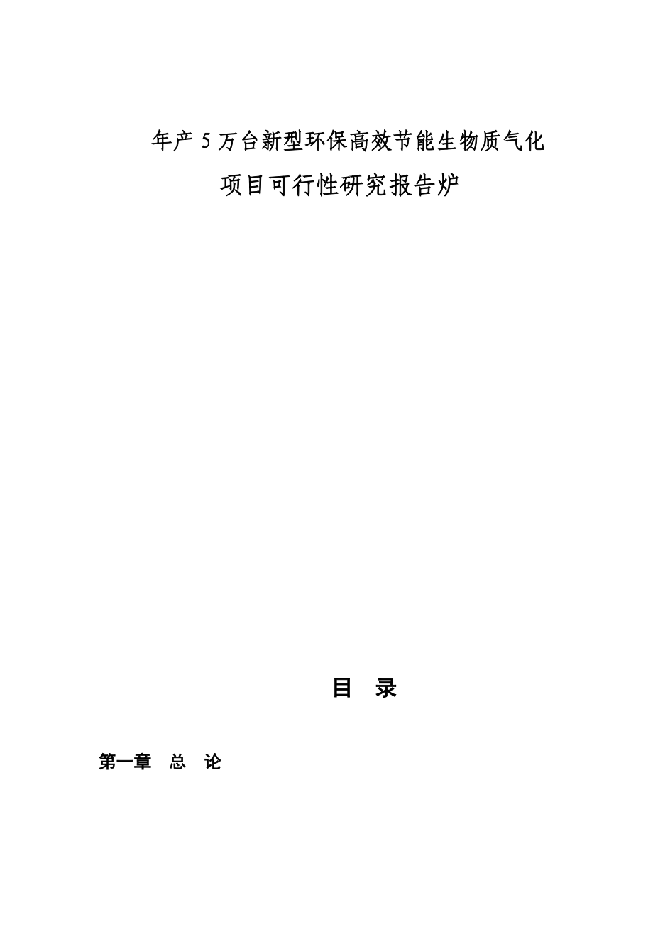 年产5万台新型环保高效节能生物质气化炉--项目可行性研究报告炉.doc_第1页