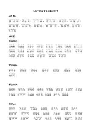 小学一二年级常见的叠词形式式式及成语大全.doc