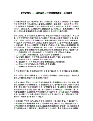 安全之我见——深刻反思杜绝习惯性违章—心得体会.doc