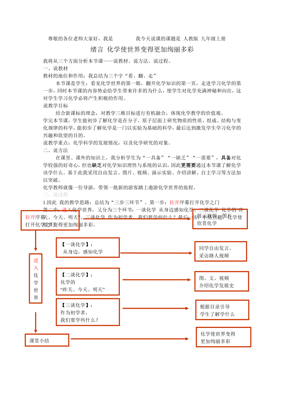 初中化学《绪言化学使世界变得更加绚丽多彩》优质课比赛说课教案.doc_第2页