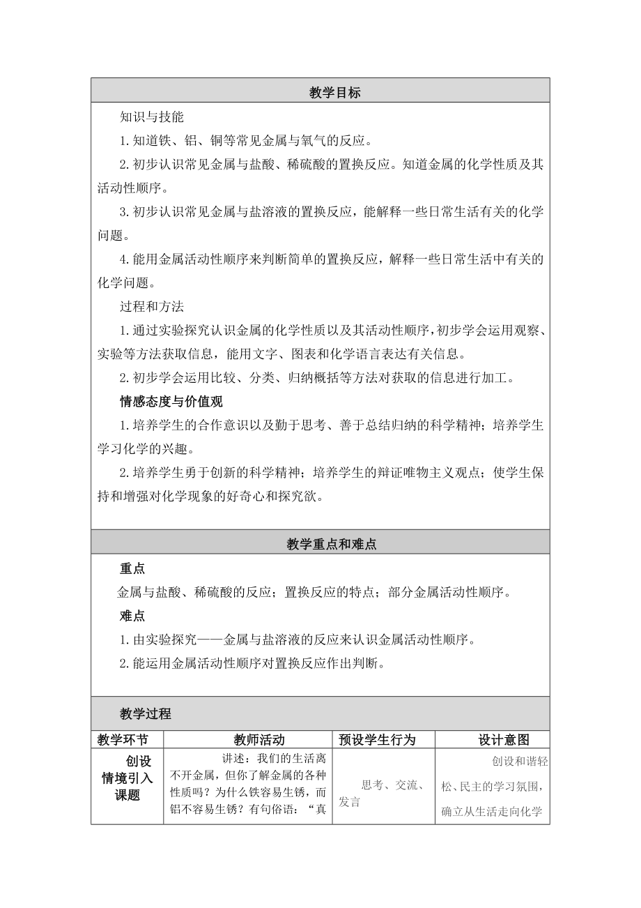 课题2 金属的化学性质 教学设计与反思.doc_第2页