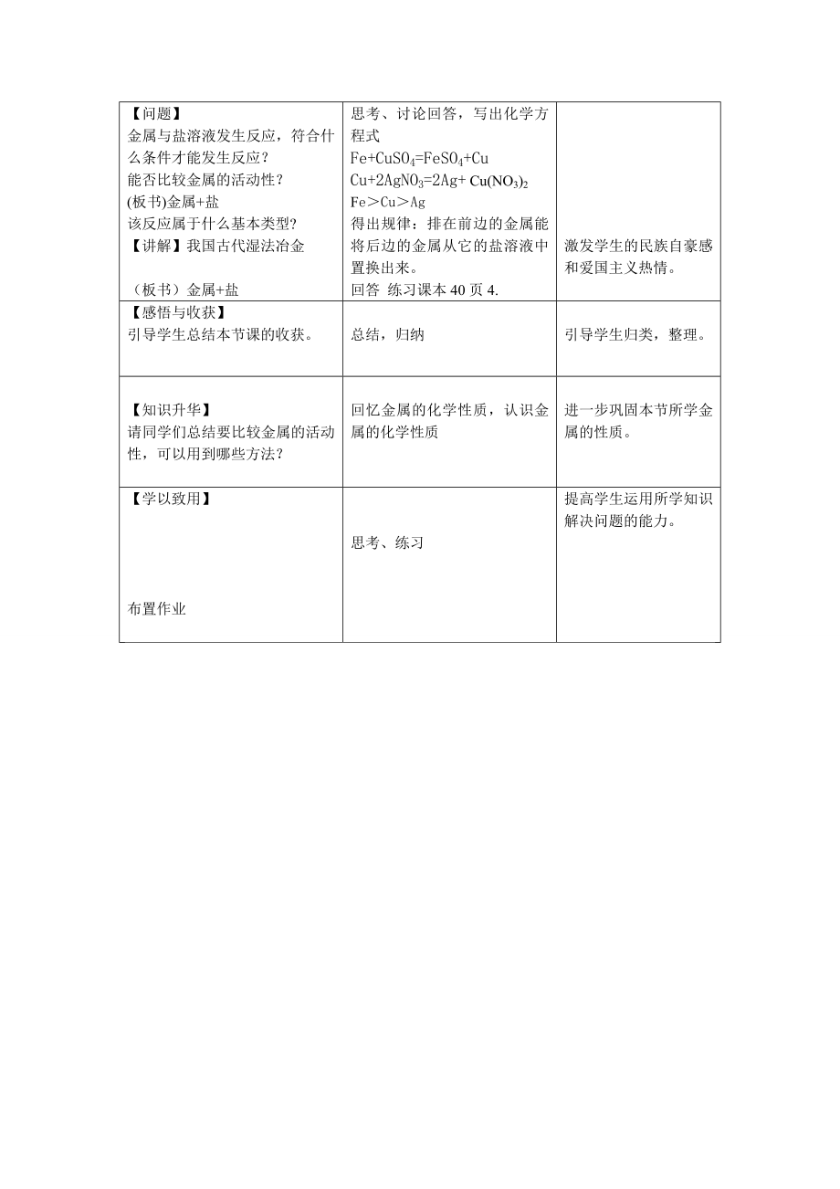 鲁教版初中化学《金属的化学性质》导学案　精品.doc_第3页