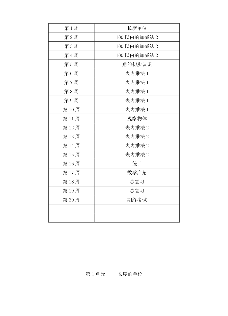 最新人教版二年级上册数学全册教案表格式.doc_第2页