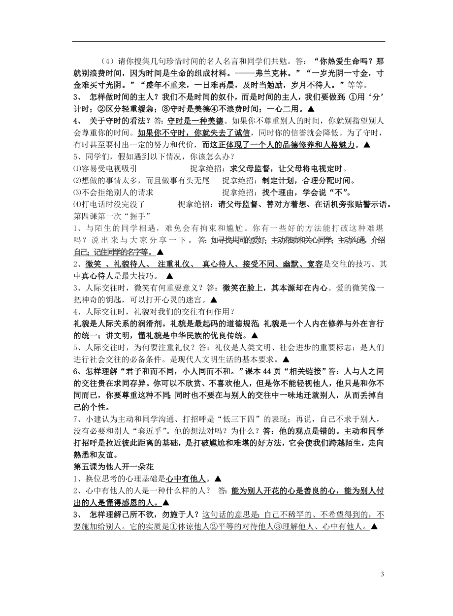 （季版）七级政治上册复习考点 人民版（道德与法治） .doc_第3页