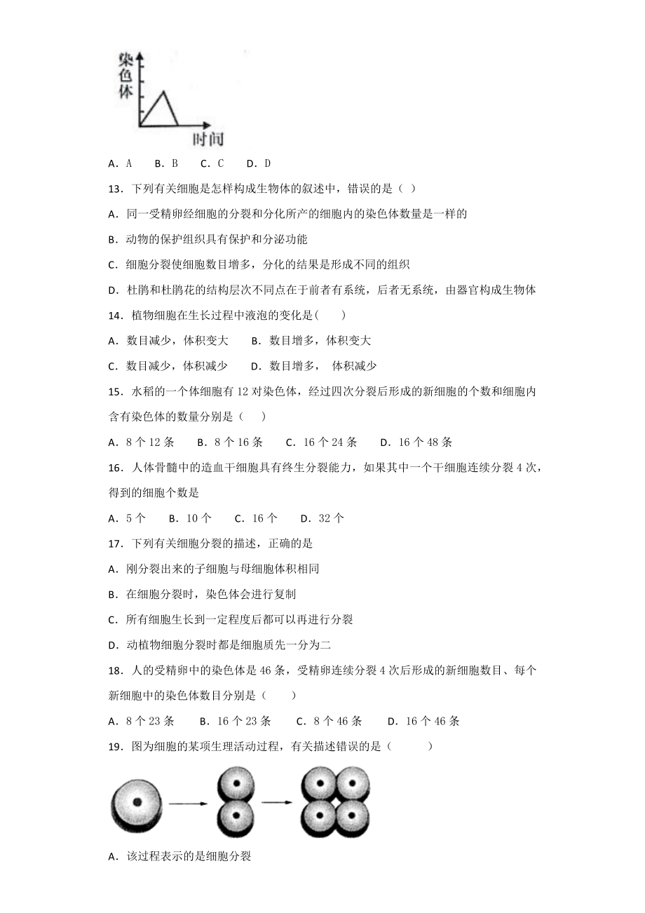 细胞通过分裂产生-习题(含答案).docx_第3页