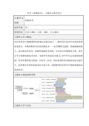 初中体育《短跑技术 》单元教学设计以及思维导图.doc