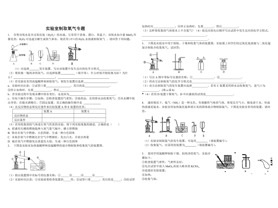 氧气的制取-精选习题精编版.doc_第1页