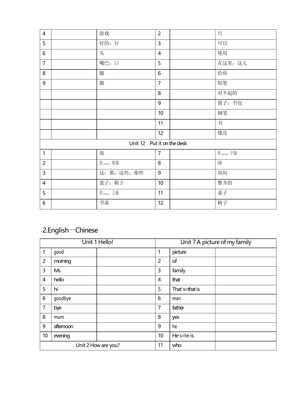 最新广州版三年级英语上册全册单词默写表(中英互译完整版).docx_第3页