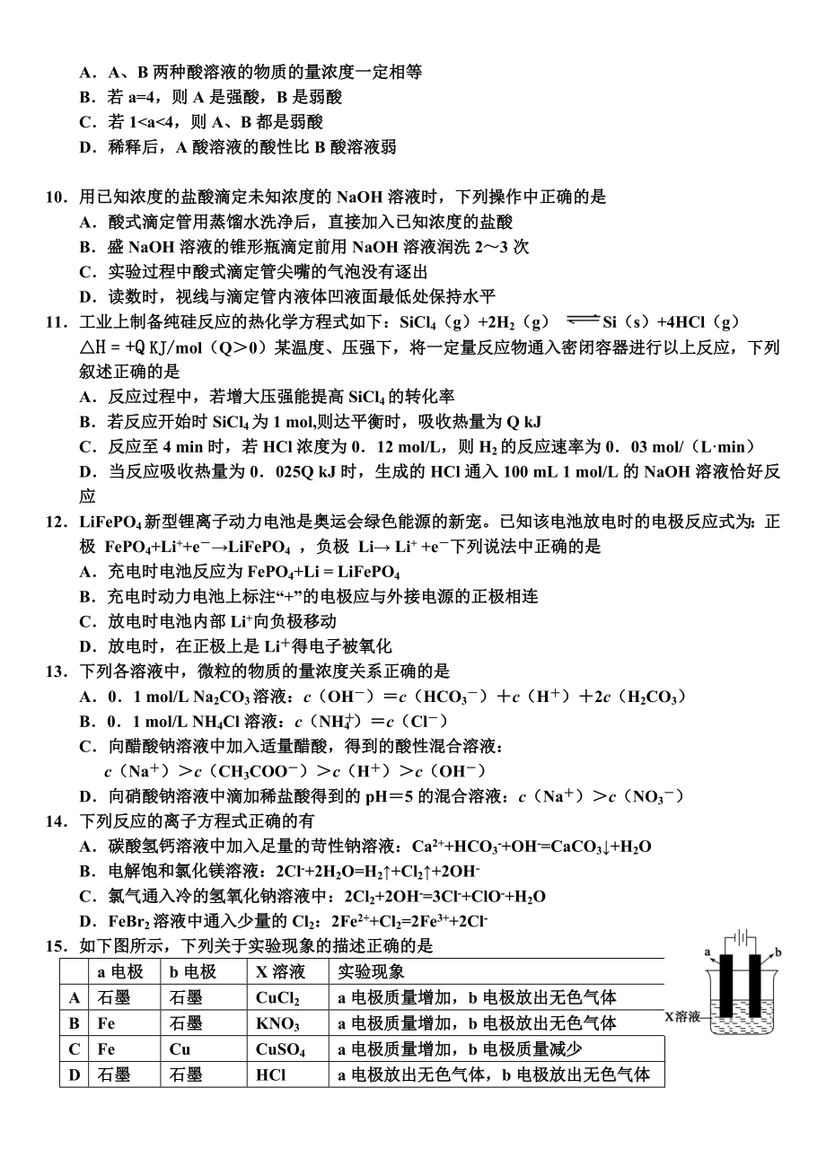 郑州一中12高三化学一轮复习练习2及答案.doc_第2页