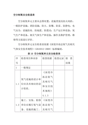 空分制氧安全检查表.doc