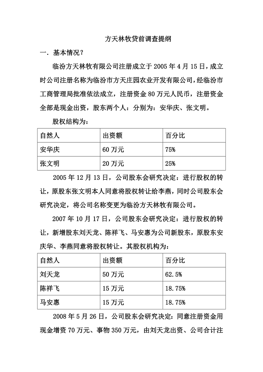 方天林牧贷前调查提纲.doc_第1页