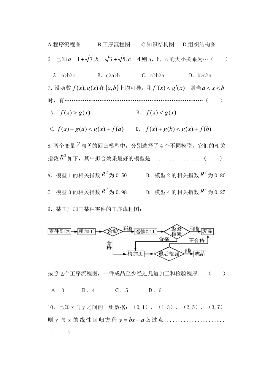 新课标高二下学期文科数学第一次月考试卷及答案.doc_第2页