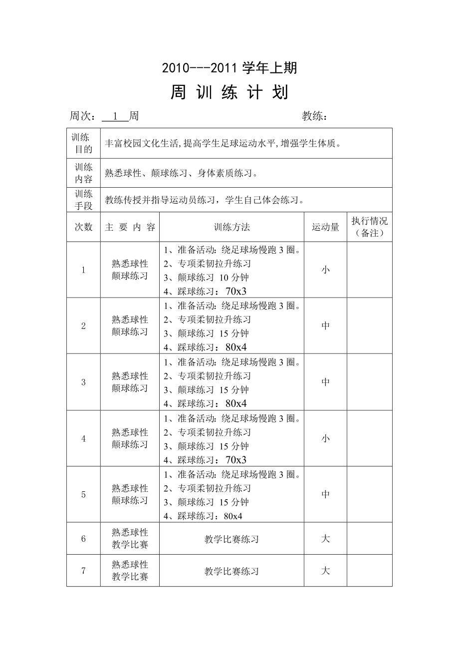 足球训练周计划.doc_第1页