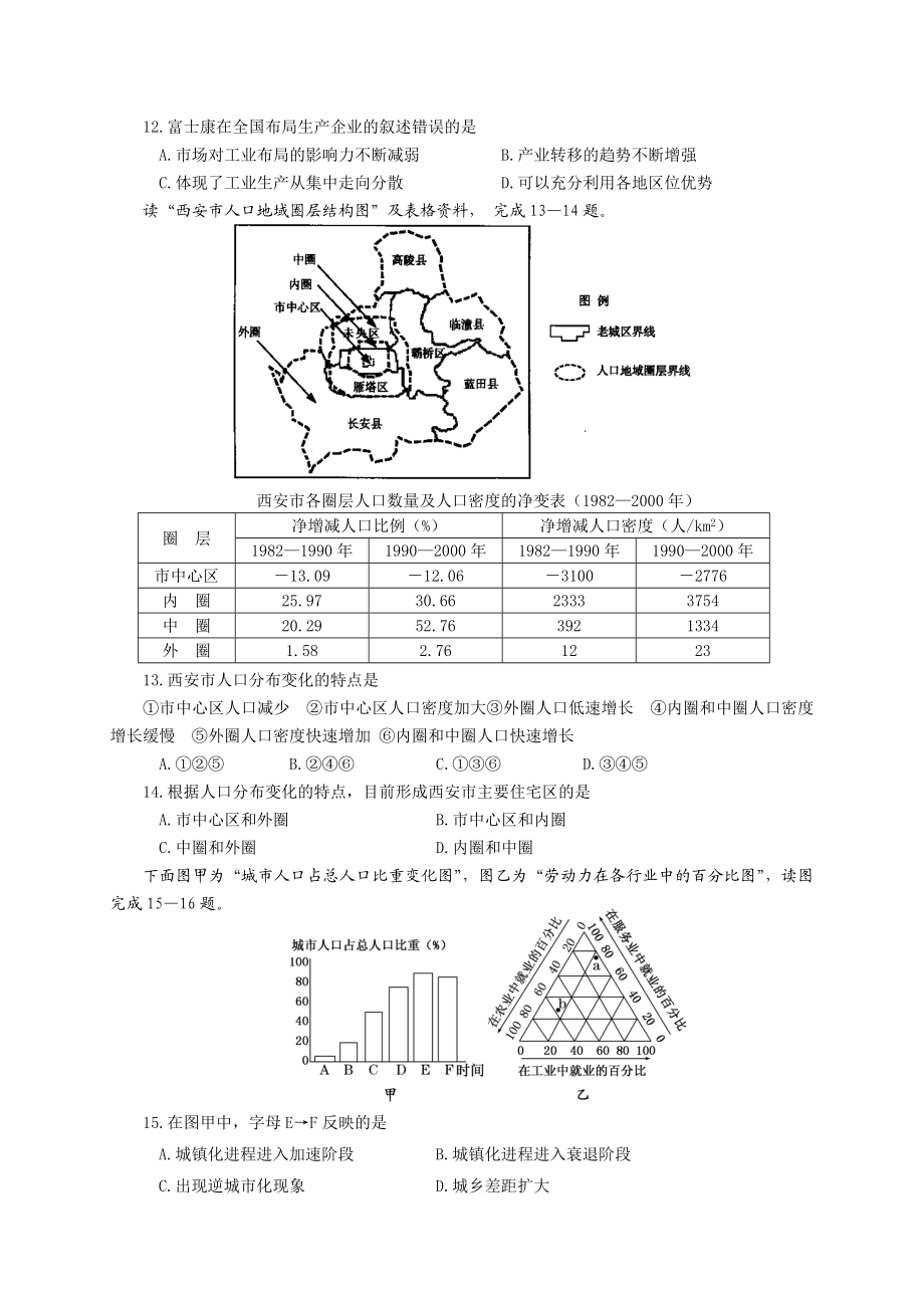 沭阳如东中学高二学业水平测试模拟试卷(地理)1.doc_第3页