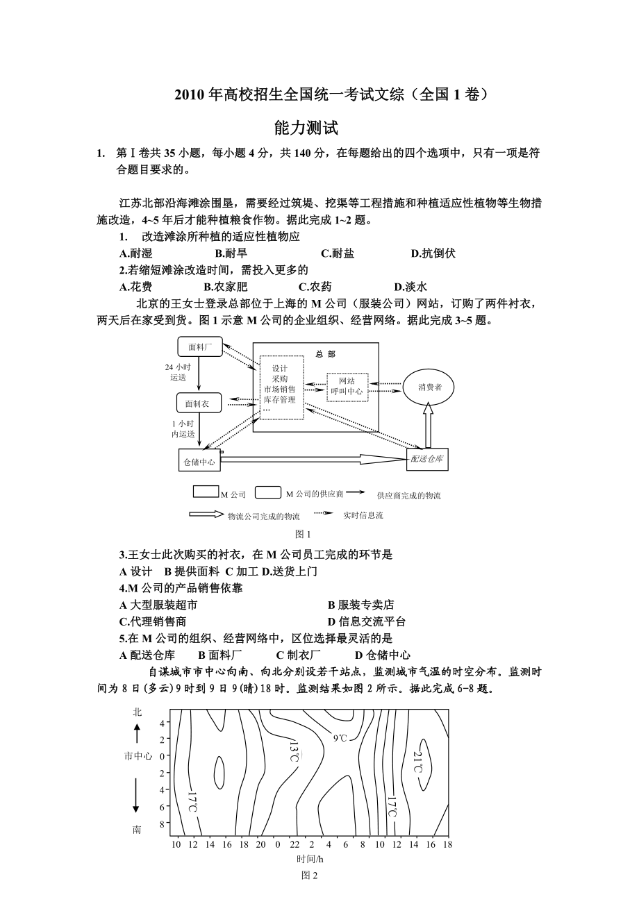 高考试题——地理(全国卷1)高清版.doc_第1页