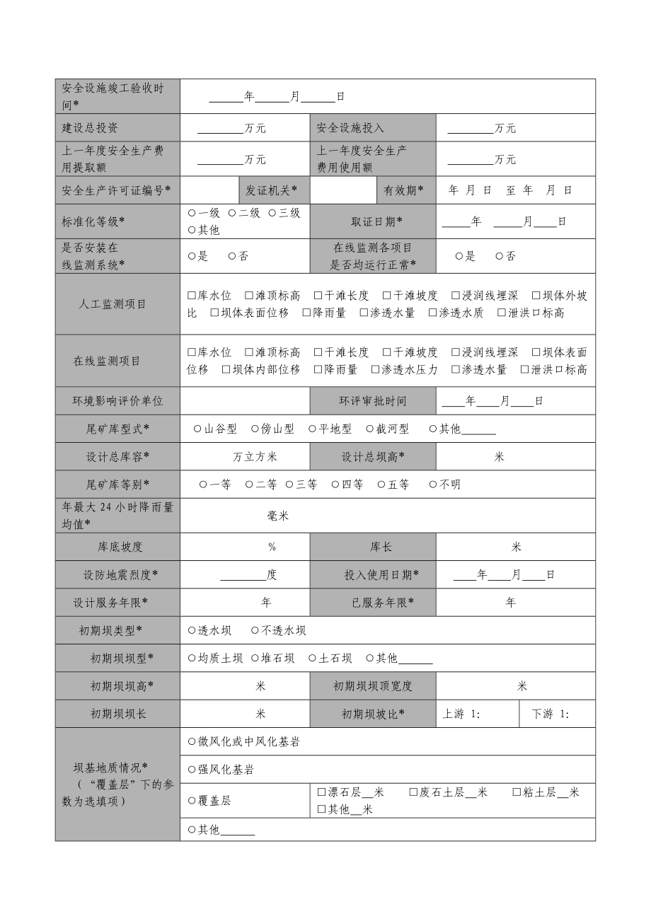 尾矿库安全生产基本情况普查登记表.doc_第3页