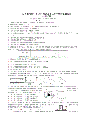 淮安中学高三第二学期期初学业检测物理试卷.doc