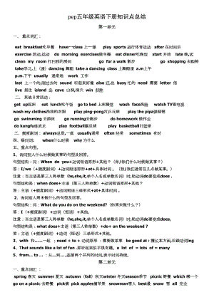 最新pep五年级英语下册知识点总结.doc