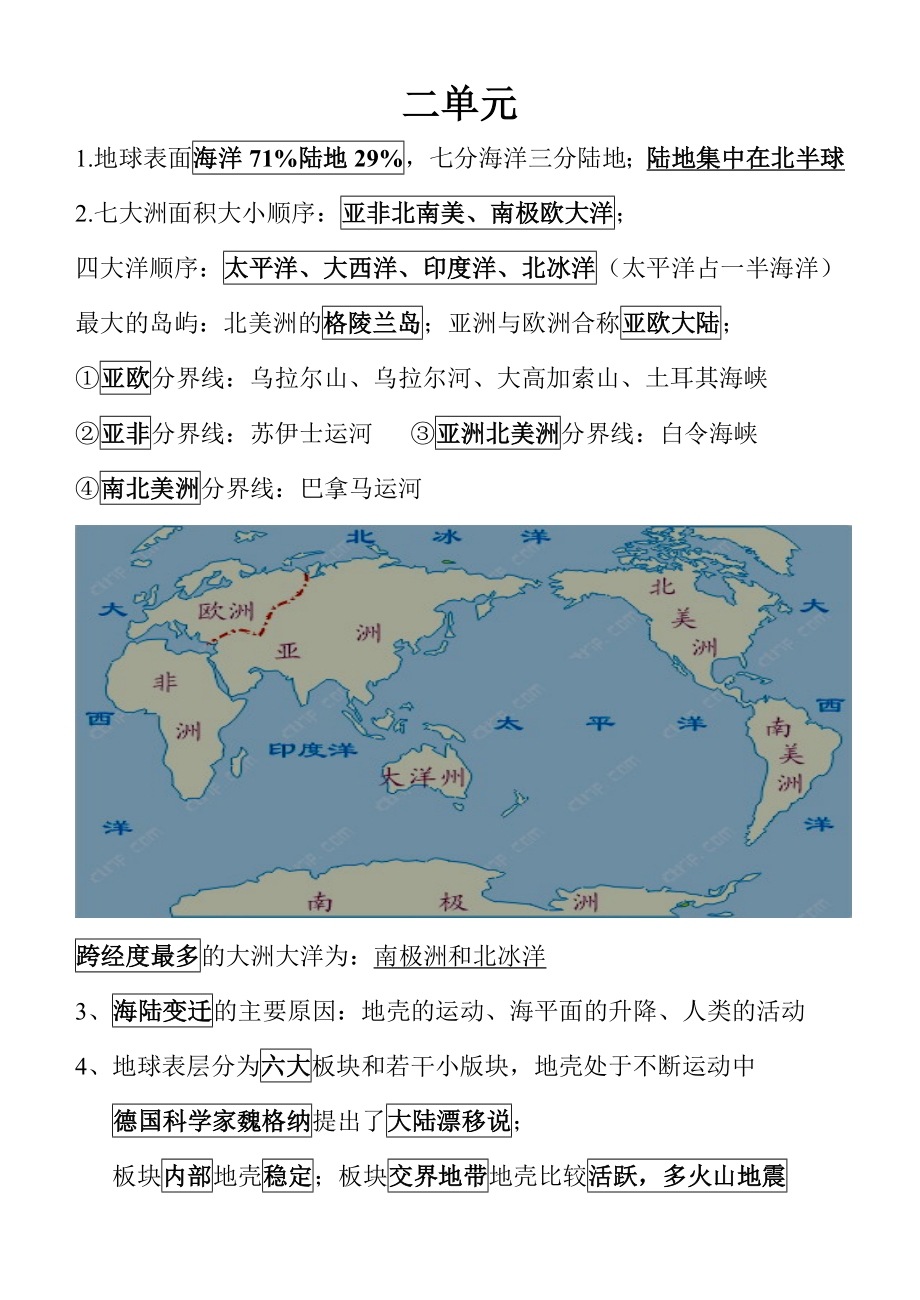 人教版初中七级地理上册复习资料　全册.doc_第3页