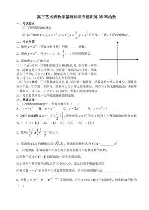 高三艺术班数学基础知识专题训练05幂函数.doc