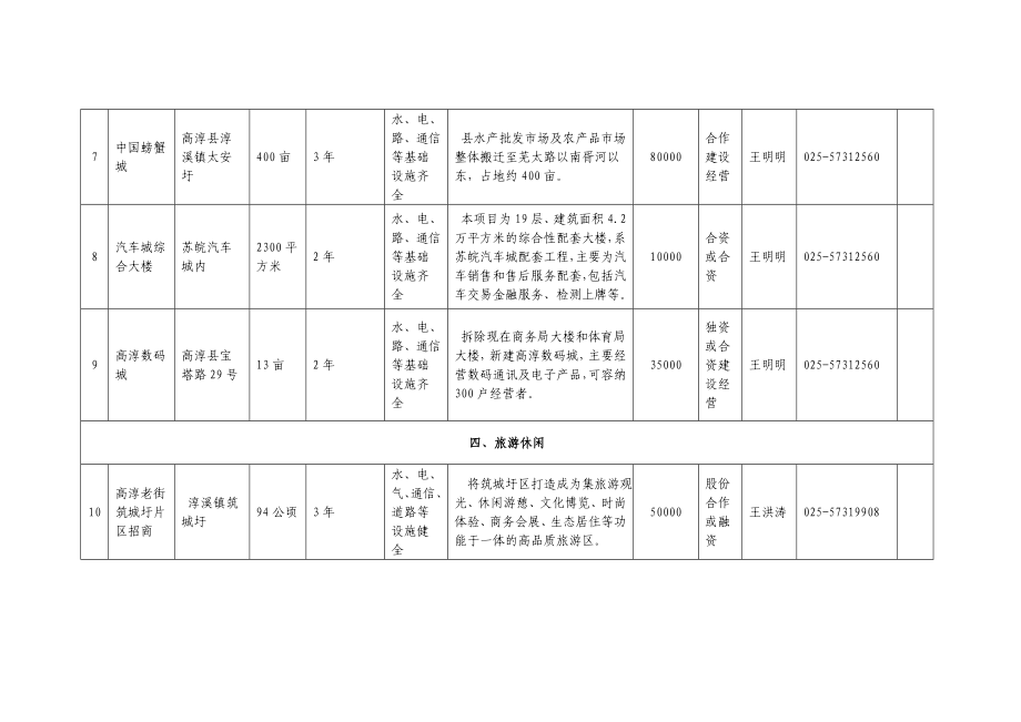 高淳县服务业招商项目汇总表.doc_第3页